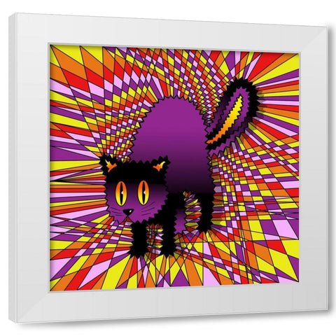 Spooky Cat White Modern Wood Framed Art Print by Green, Howie