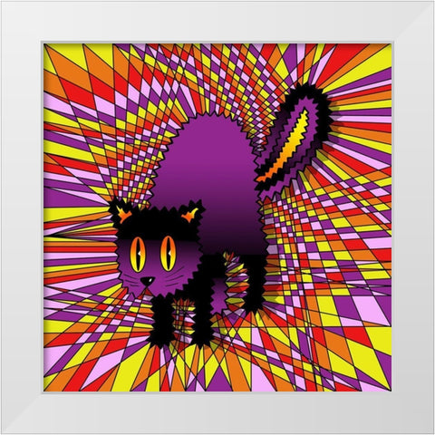 Spooky Cat White Modern Wood Framed Art Print by Green, Howie