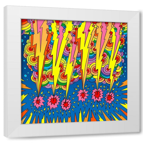 Lightning Strikes White Modern Wood Framed Art Print by Green, Howie