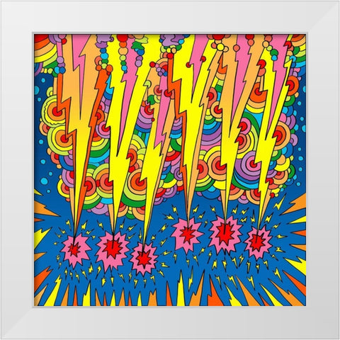 Lightning Strikes White Modern Wood Framed Art Print by Green, Howie