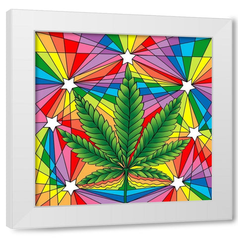 Marijuana Leaf White Modern Wood Framed Art Print by Green, Howie