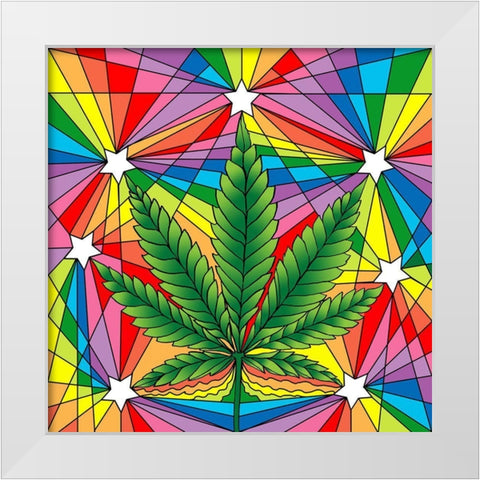 Marijuana Leaf White Modern Wood Framed Art Print by Green, Howie
