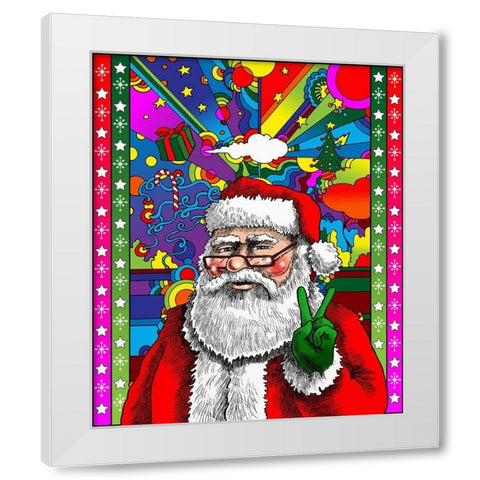 Santa Peace White Modern Wood Framed Art Print by Green, Howie