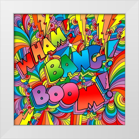 Wham Bang Boom White Modern Wood Framed Art Print by Green, Howie