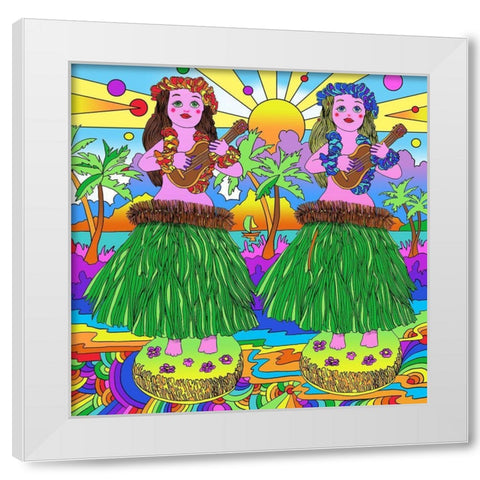 Hula Girl Toys  White Modern Wood Framed Art Print by Green, Howie