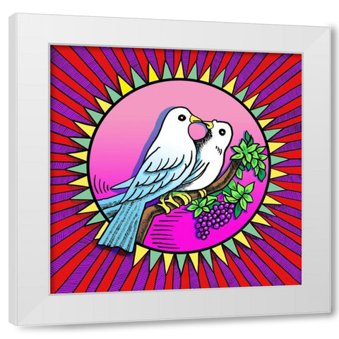 Love Birds White Modern Wood Framed Art Print by Green, Howie