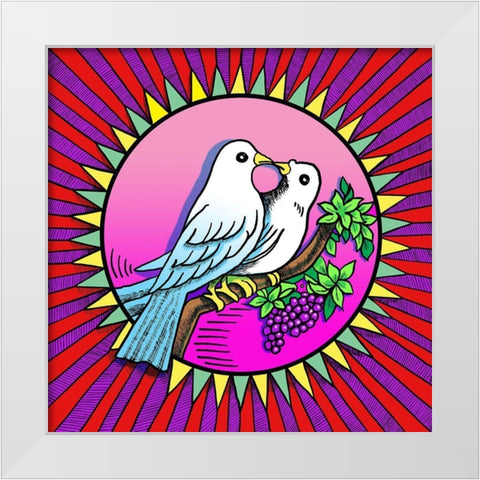 Love Birds White Modern Wood Framed Art Print by Green, Howie