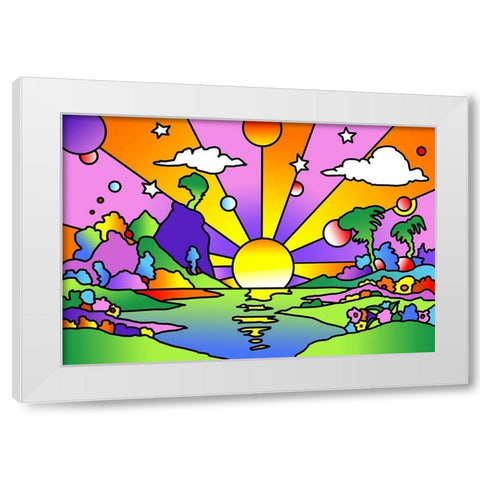 Pop Art Sunrise 1218 White Modern Wood Framed Art Print by Green, Howie
