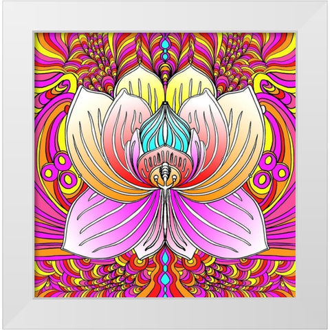 Lotus Flower 2 White Modern Wood Framed Art Print by Green, Howie