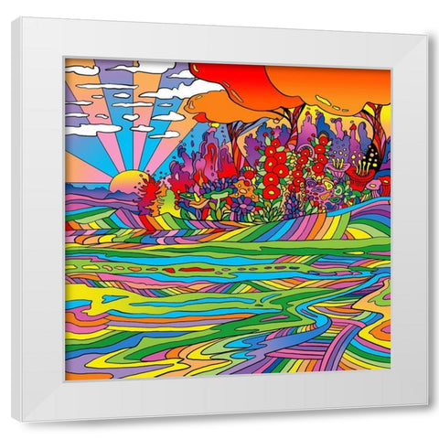 Pop Art Landscape Bayou White Modern Wood Framed Art Print by Green, Howie