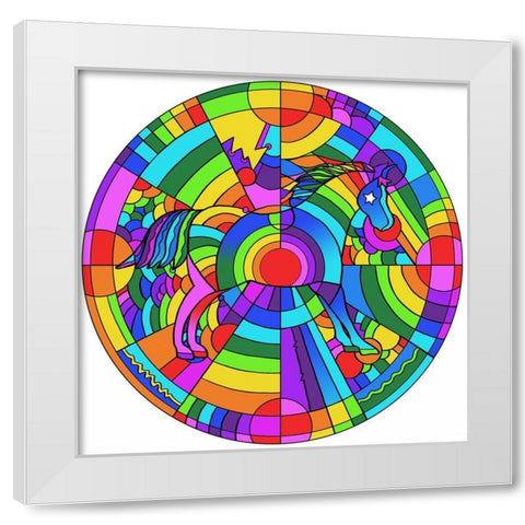 Pop Art Pony Circle White Modern Wood Framed Art Print by Green, Howie