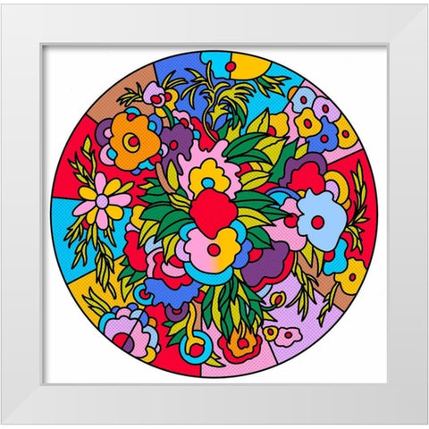 Circle Flowers 6201 White Modern Wood Framed Art Print by Green, Howie