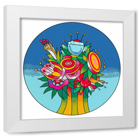 Circle Flowers 6202 White Modern Wood Framed Art Print by Green, Howie