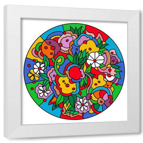 Circle Flowers 6203 White Modern Wood Framed Art Print by Green, Howie