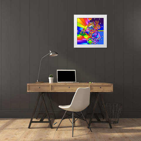 Devil Unicorn White Modern Wood Framed Art Print by Green, Howie