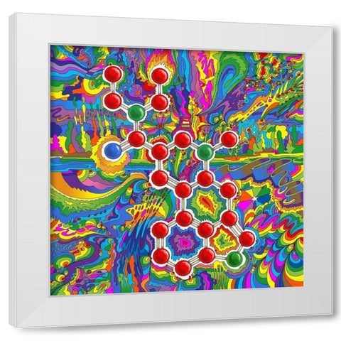 LSD Molecule White Modern Wood Framed Art Print by Green, Howie