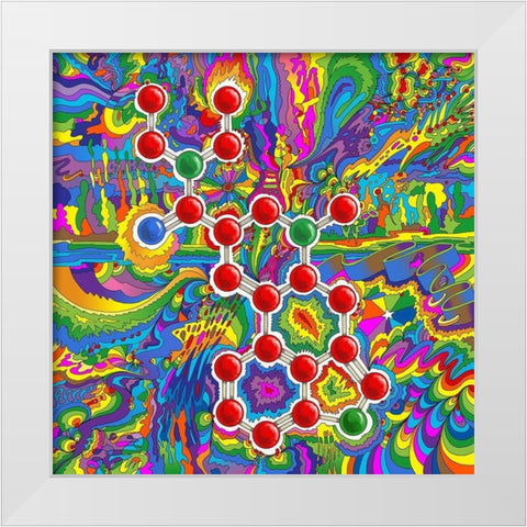 LSD Molecule White Modern Wood Framed Art Print by Green, Howie