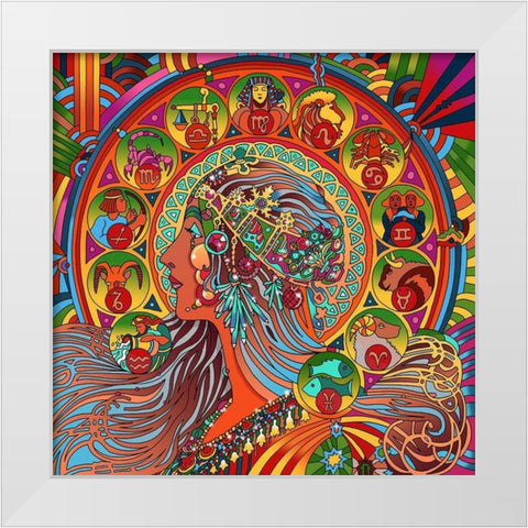 Astrology Queen White Modern Wood Framed Art Print by Green, Howie