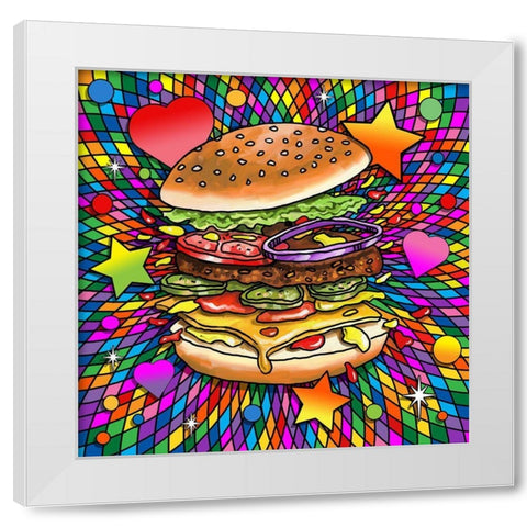 Hamburg Pop Art White Modern Wood Framed Art Print by Green, Howie