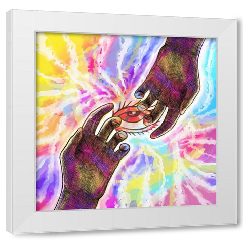 Hands Eye Sky White Modern Wood Framed Art Print by Green, Howie
