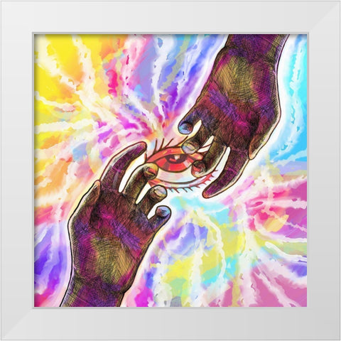 Hands Eye Sky White Modern Wood Framed Art Print by Green, Howie