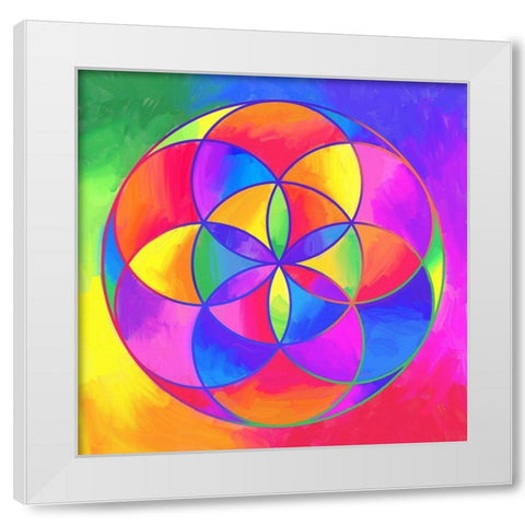 Sacred Geo Seed Of Life White Modern Wood Framed Art Print by Green, Howie