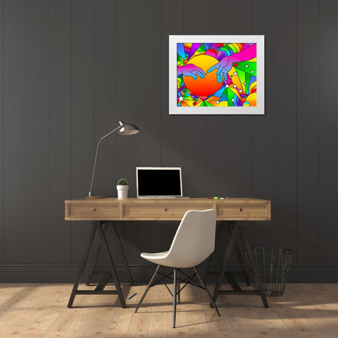 Sistine Hands White Modern Wood Framed Art Print by Green, Howie