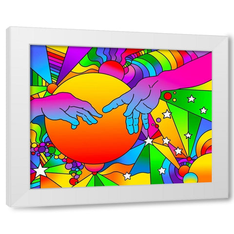 Sistine Hands White Modern Wood Framed Art Print by Green, Howie