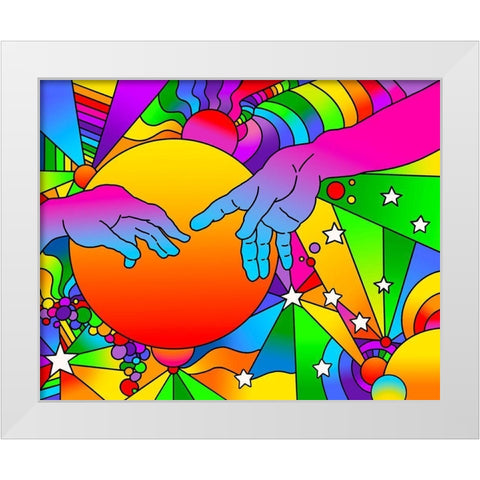 Sistine Hands White Modern Wood Framed Art Print by Green, Howie