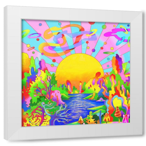 Sunrise Lake White Modern Wood Framed Art Print by Green, Howie