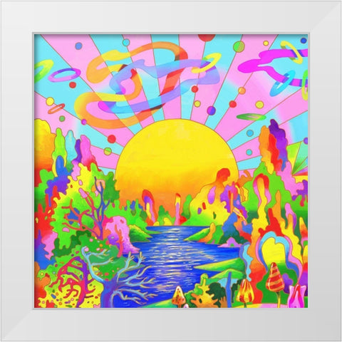 Sunrise Lake White Modern Wood Framed Art Print by Green, Howie