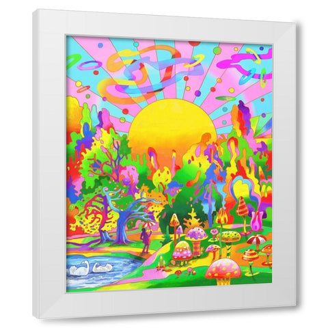 Swan Park Sunrise White Modern Wood Framed Art Print by Green, Howie