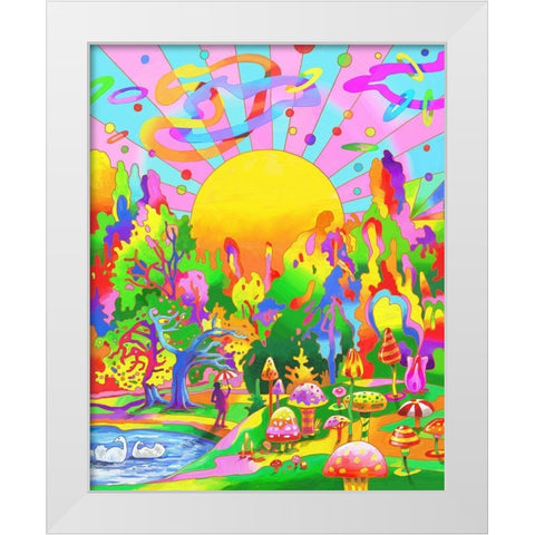 Swan Park Sunrise White Modern Wood Framed Art Print by Green, Howie