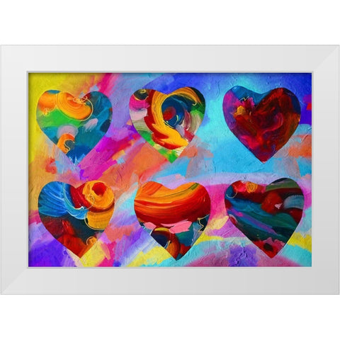 6 hearts White Modern Wood Framed Art Print by Green, Howie