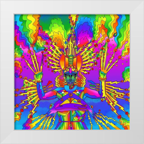 Lightning Man White Modern Wood Framed Art Print by Green, Howie