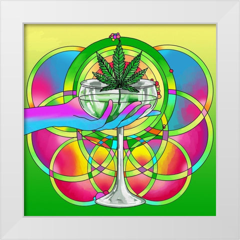 Marijuana cocktail White Modern Wood Framed Art Print by Green, Howie