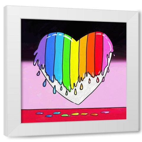 Rainbow Paint Heart 2 White Modern Wood Framed Art Print by Green, Howie