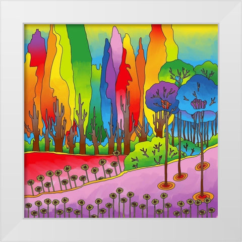 Tall Trees White Modern Wood Framed Art Print by Green, Howie