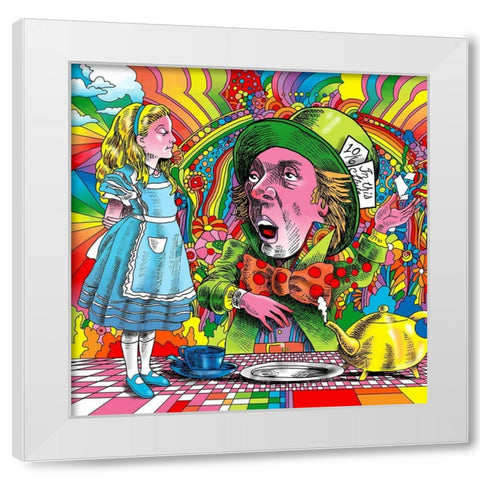 Alice-Mad-Hatter White Modern Wood Framed Art Print by Green, Howie