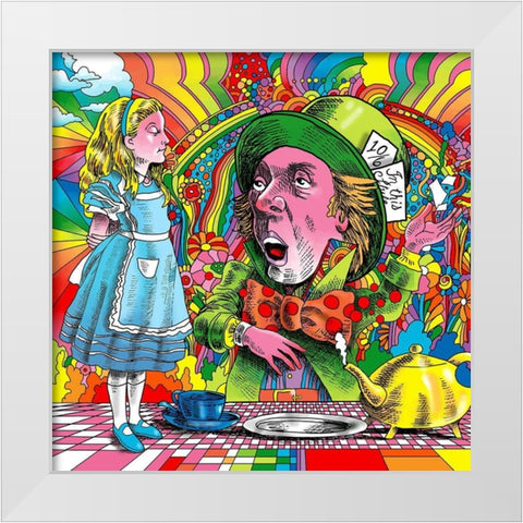 Alice-Mad-Hatter White Modern Wood Framed Art Print by Green, Howie