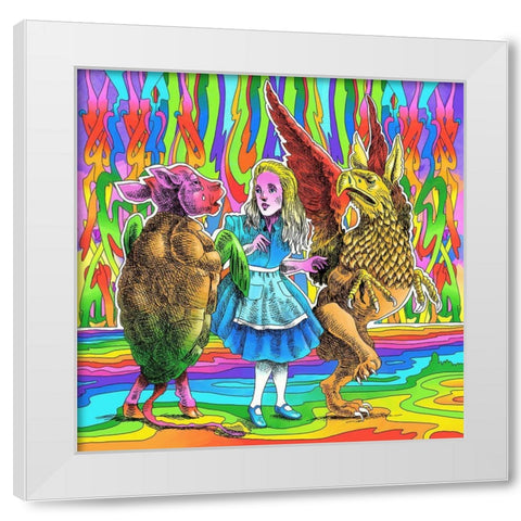 Alice-Mock-Turtle-Griffin White Modern Wood Framed Art Print by Green, Howie