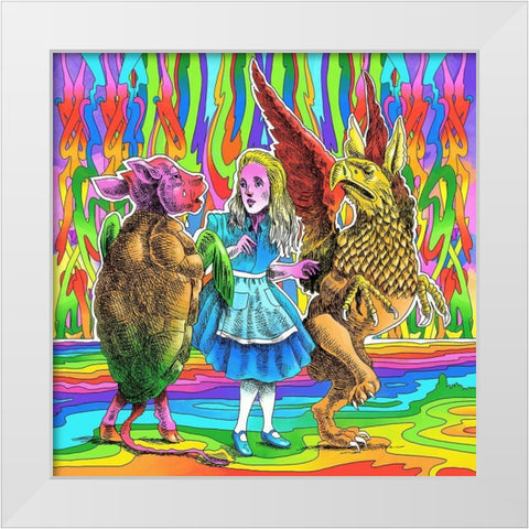Alice-Mock-Turtle-Griffin White Modern Wood Framed Art Print by Green, Howie