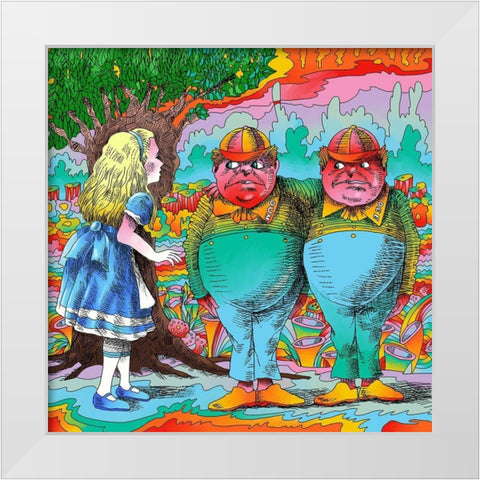 Alice-Tweedle-Dee-Dum White Modern Wood Framed Art Print by Green, Howie