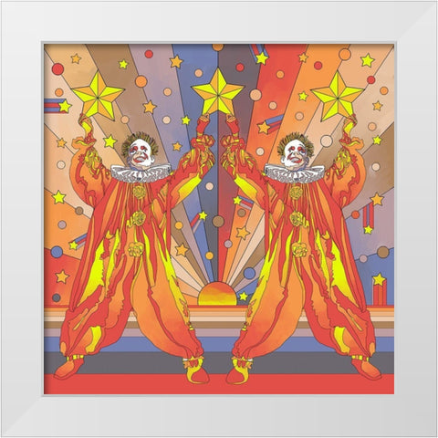 Clown-Duo White Modern Wood Framed Art Print by Green, Howie