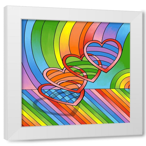 Floating-Hearts White Modern Wood Framed Art Print by Green, Howie