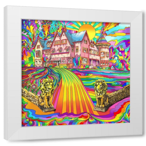 Pink-Mansion White Modern Wood Framed Art Print by Green, Howie