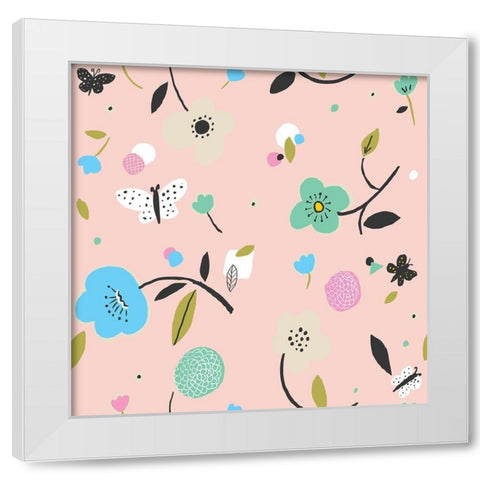 Cut Out Flowers White Modern Wood Framed Art Print by HUE and MI and Sangita