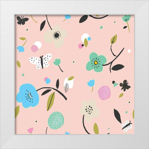 Cut Out Flowers White Modern Wood Framed Art Print by HUE and MI and Sangita