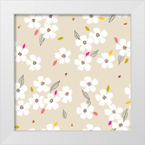 Delicate Whites White Modern Wood Framed Art Print by HUE and MI and Sangita