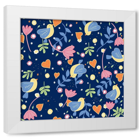 Floral White Modern Wood Framed Art Print by HUE and MI and Sangita
